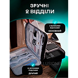 Дорожній 2-секційний органайзер 27х20х10 см для аксесуарів, зарядних пристроїв, дротів, кабелів чорний, фото 5