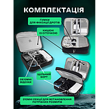 Дорожній 2-секційний органайзер 27х20х10 см для аксесуарів, зарядних пристроїв, дротів, кабелів чорний, фото 6