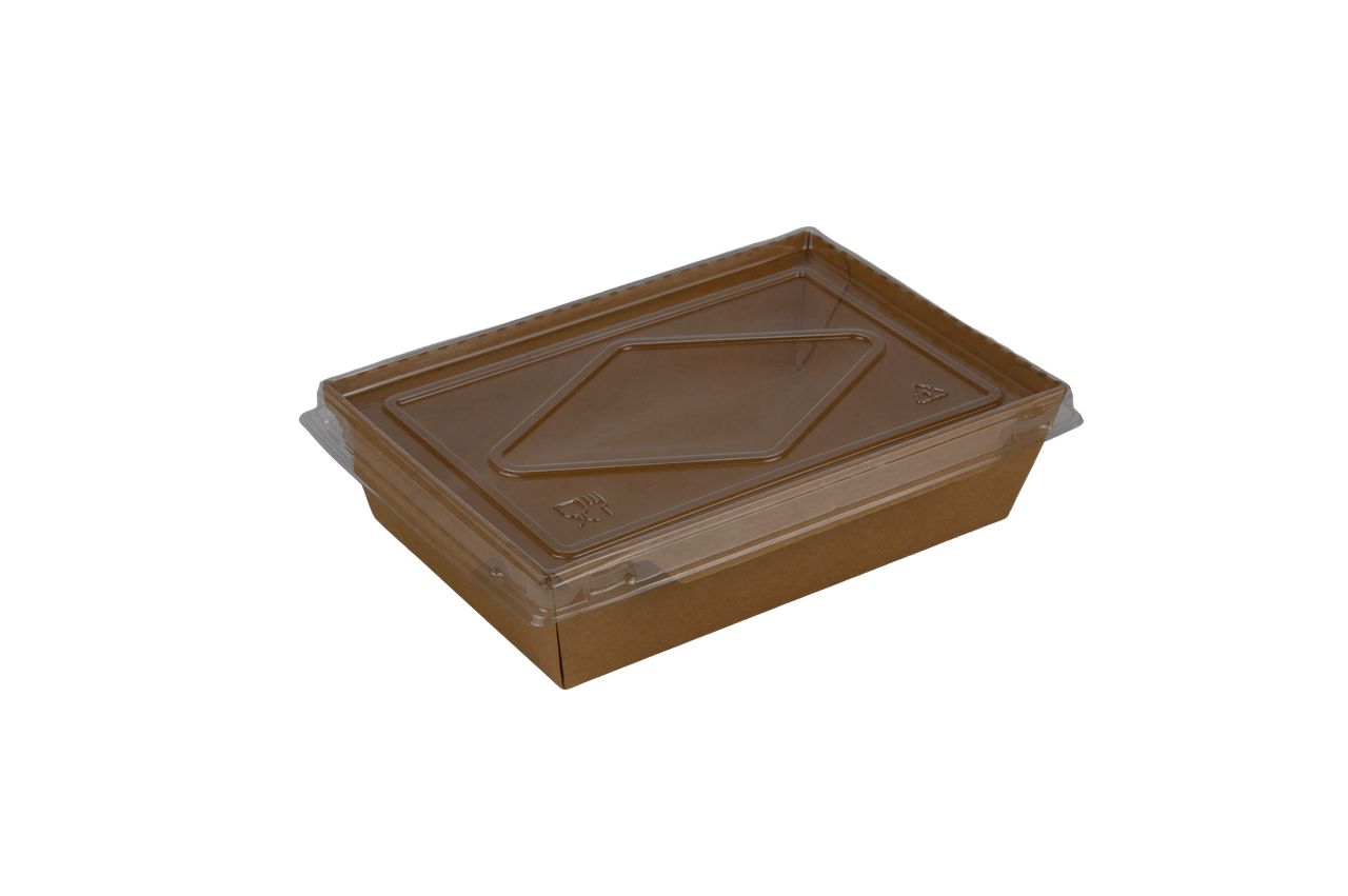 Контейнер паперовий 500мл з кришкою (50шт/уп), упаковка з кришкою для салатів, фото 1