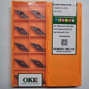 VCMT160404-OTM OP1315 OKE (Сталь, Нержавіюча сталь) Твердосплавна пластина, фото 2