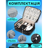 Дорожня сумка-органайзер 24 х 19 х 10 см для аксесуарів, зарядних пристроїв, дротів, кабелів чорна, фото 7