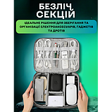 Дорожня сумка-органайзер 24 х 19 х 10 см для аксесуарів, зарядних пристроїв, дротів, кабелів сіра, фото 4