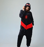 Кигуруми для взрослых Человек-паук черный на молнии | Плюшевая комбинезон пижама Spider Man. Топ!