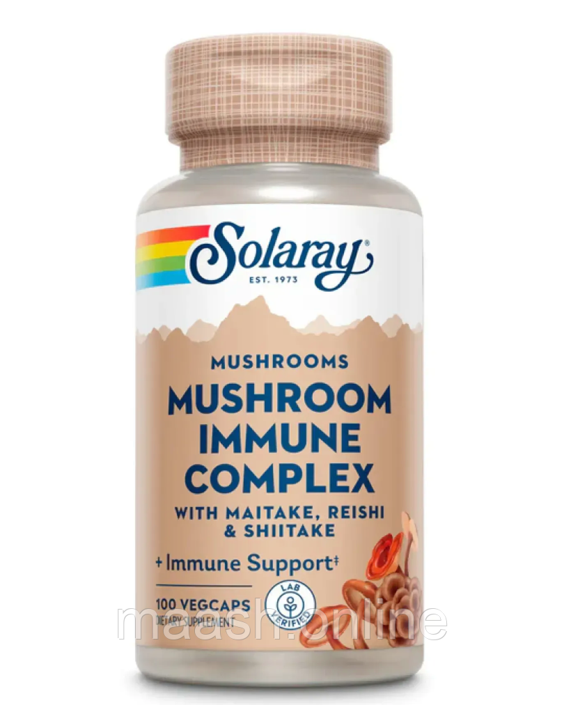 Комплекс Грибів Імунітет Mushroom Immune Complex 600мг Solaray 100 капсул, фото 1