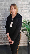 Жіночий трикотажний костюм-двійка зі стразами кофта+штани, фото 4