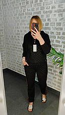 Жіночий трикотажний костюм-двійка зі стразами кофта+штани, фото 5