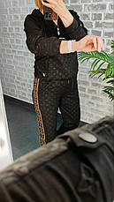 Жіночий трикотажний костюм-двійка зі стразами кофта+штани, фото 2