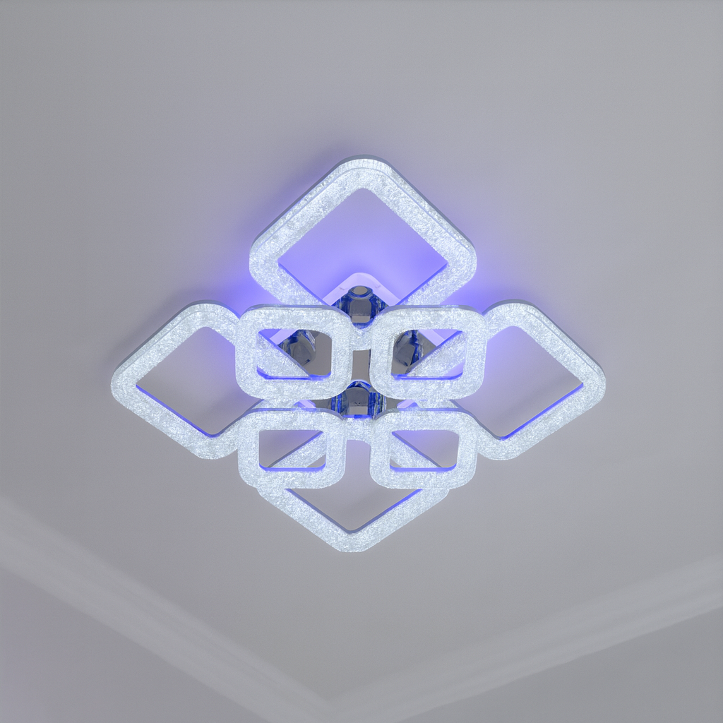 Світлодіодна люстра з пультом  Diasha 130W до 20 м² колір Хром 2205/4+4HR 3col dim, фото 1