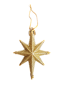 Ялинкові іграшки Chomik Зірки 9см 4шт, новорічна прикраса підвіска на ялинку, золотий