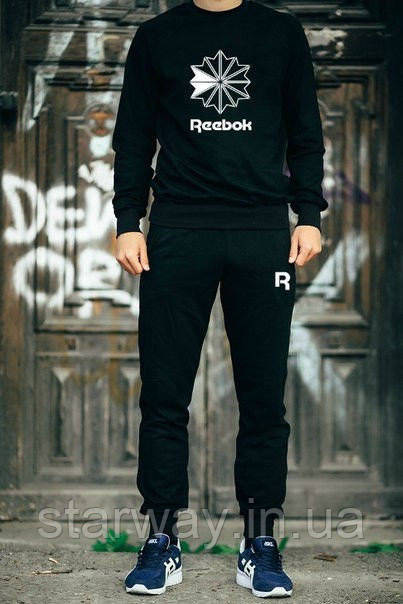 Чоловічий чорний спортивний костюм Reebok logo