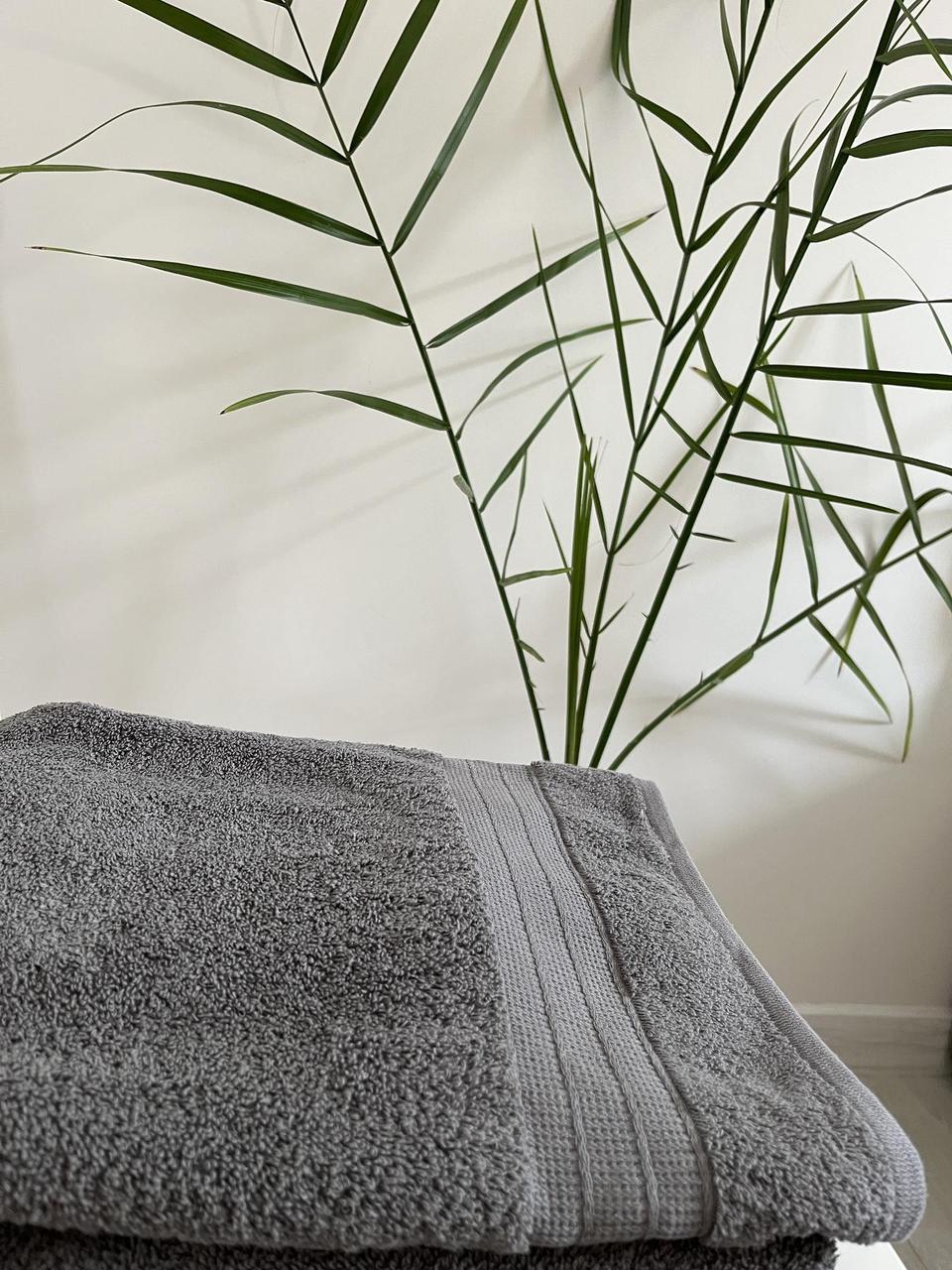 Банний рушник махровий 50*90 сірий, фото 1