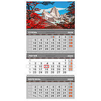 Календар настінний квартальний 3 спіралі 36*68,5 Скелі