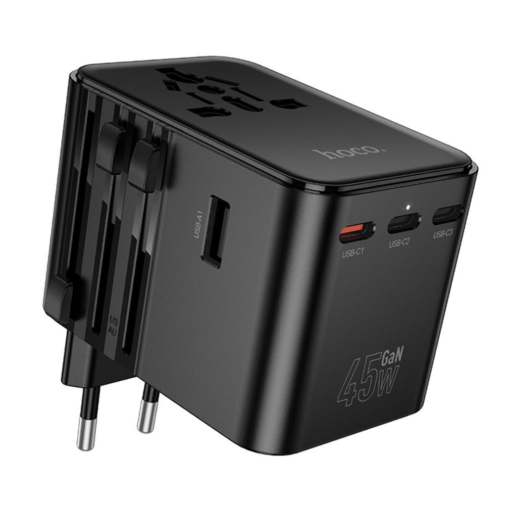 Мережевий зарядний пристрій Hoco AC32 2 USB/ 3 Type-C PD 45 W black, фото 1