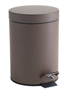 Відро для ванної кімнати металеве 3 літри з педаллю та кришкою коричневе