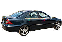 Окантовка стекол (нерж.) 4 шт, Sedan, Carmos - Турецька сталь для Mercedes C-class W203 2000-2007 рр