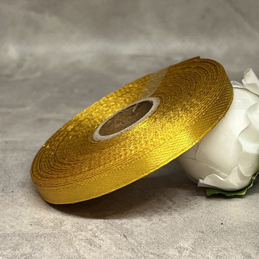 Атласна стрічка, ширина 0,6 см, колір золото, арт 019024, 23 м, Золотий, фото 1