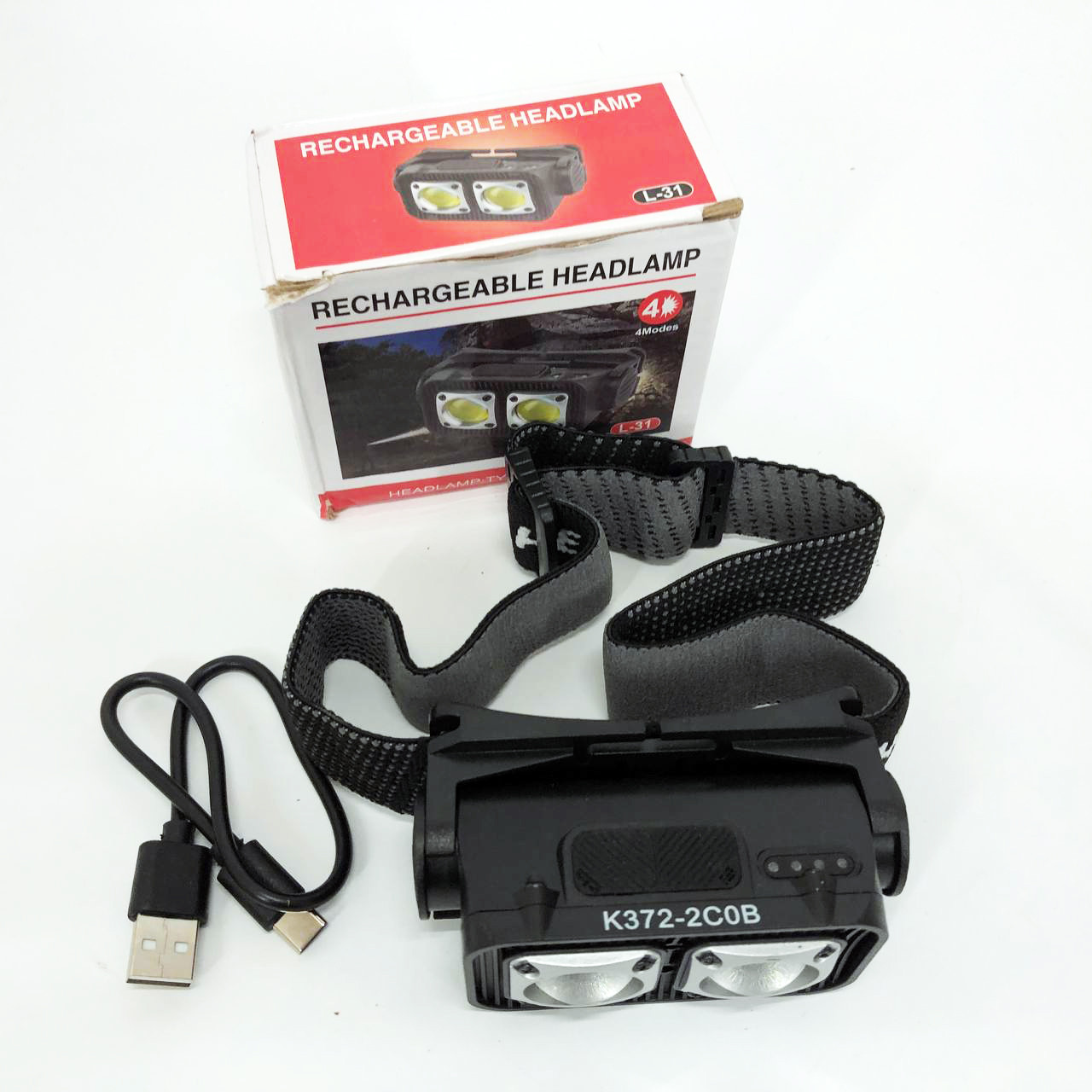 Налобний ліхтарик для голови K372-2COB, Налобний ліхтар для риболовлі кемпінгу ліхтар bailong SJ-16, фото 1