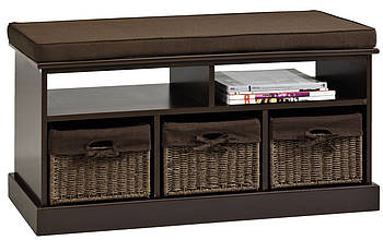 Банкетка в передпокій темно-коричнева з 3 ящиками