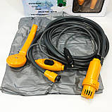 Душ із насосом на акумуляторі для дачі, Портативний туристичний душ для кемпінгу та подорожей CS-35, фото 3