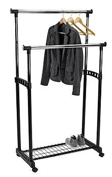 Полиця вішалка подвійна підлогова пересувна чорна, mebelime