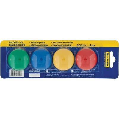 Магніт Buromax 30mm, set 4pcs, blister (BM.0022-43), фото 1
