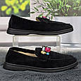 Туфлі лофери жіночі замшеві чорні на низькому ходу 8105, фото 2