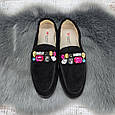 Туфлі лофери жіночі замшеві чорні на низькому ходу 8105, фото 5
