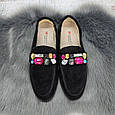 Туфлі лофери жіночі замшеві чорні на низькому ходу 8105, фото 7