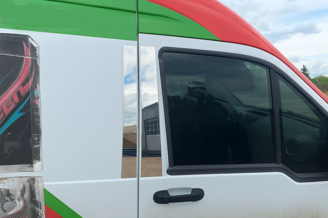 Накладки на дверні стійки для Ford Connect 2010-2013 Нержавіюча сталь (4 шт), фото 1