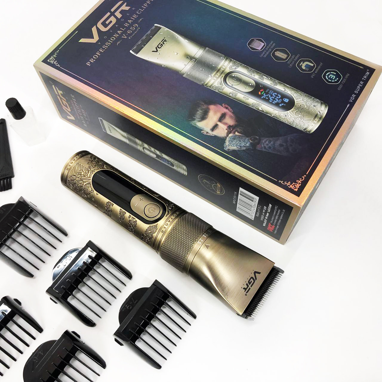 Професійна бритва-машинка для стрижки волосся, Багатофункціональна акумуляторна машинка для стрижки AZ-90, фото 1