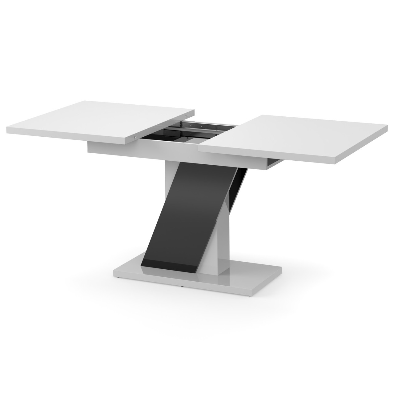Обідній розсувний стіл Неман ТРІОН МДФ Білий/Чорний глянець, фото 1
