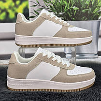 Кросівки жіночі білі з бежевим демісезонні на рівній підошві 8094, фото 5