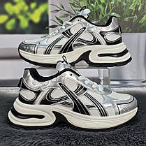 Кросівки жіночі Loretta білі з сірим на об'ємній підошві демісезонні 8096, фото 2