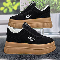 Кросівки жіночі Ailaifa чорні замшеві на бежевій платформі 8100, фото 2