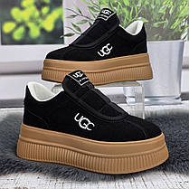 Кросівки жіночі Ailaifa чорні замшеві на бежевій платформі 8100, фото 3