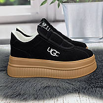 Кросівки жіночі Ailaifa чорні замшеві на бежевій платформі 8100, фото 4