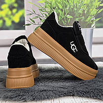 Кросівки жіночі Ailaifa чорні замшеві на бежевій платформі 8100, фото 5