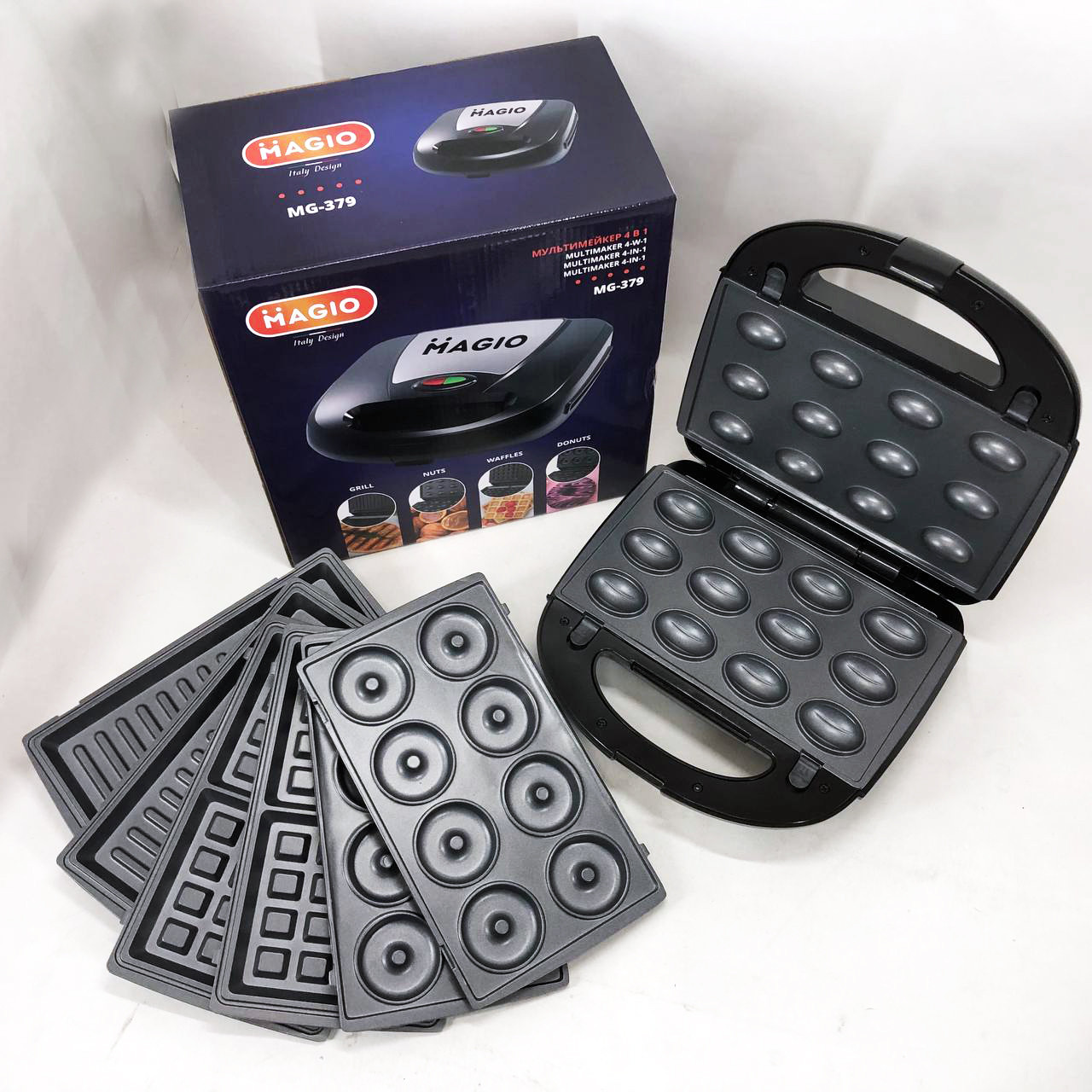 Мультипекар для приготування гриля MAGIO 4 в 1 MG-379 750 Вт, Сендвічниця гриль мультипекар AW-35