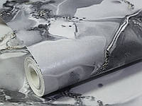 Прості паперові вологостійки шпалери "Канкар" для кухні, коридору, сірі з коричневим 0,53*10м