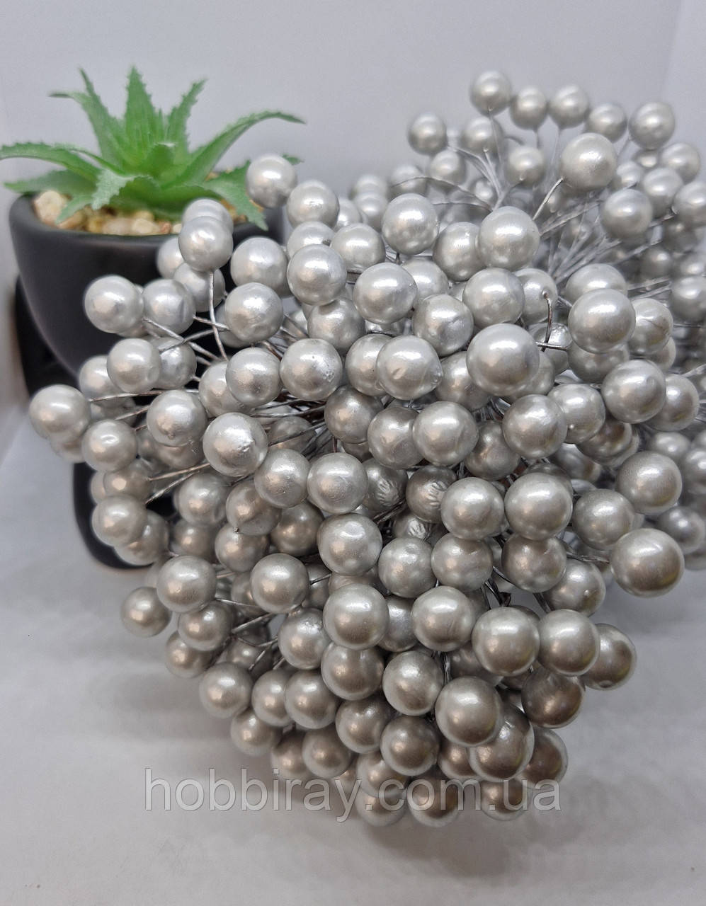 Калина лак. Діаметр — 1,2 см. 40 шт. у пучці. Колір срібний., фото 1