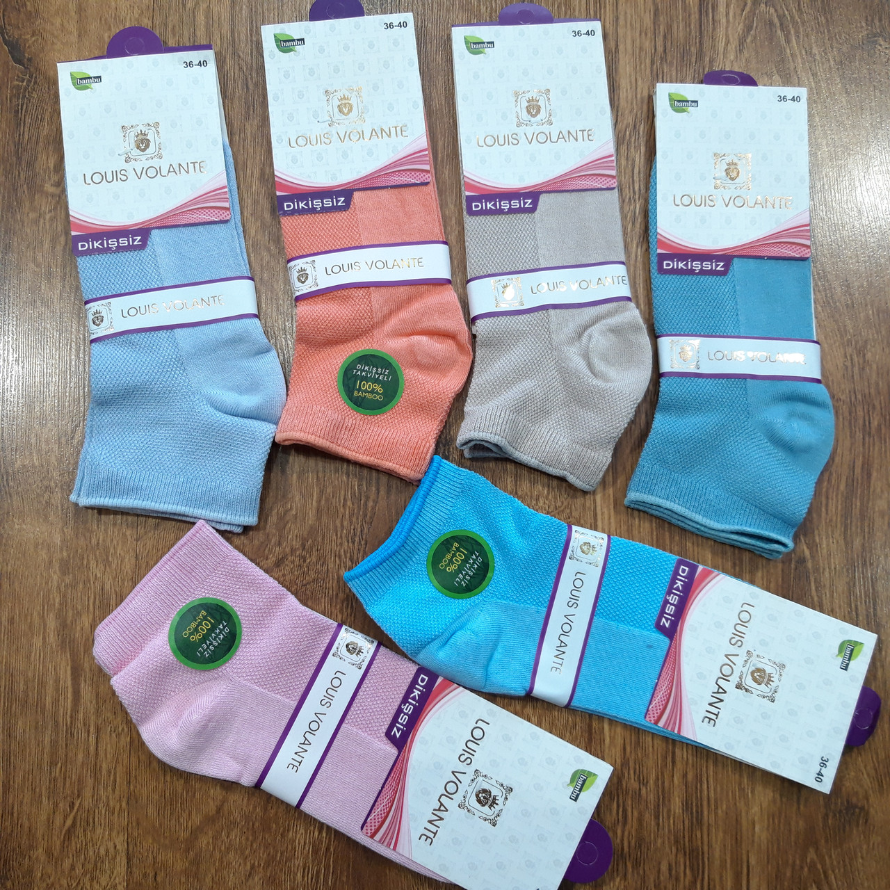 Жіночі бамбукові короткі шкарпетки,сітка"LOUIS VOLANTE" 36-40 / 12 пар, фото 1