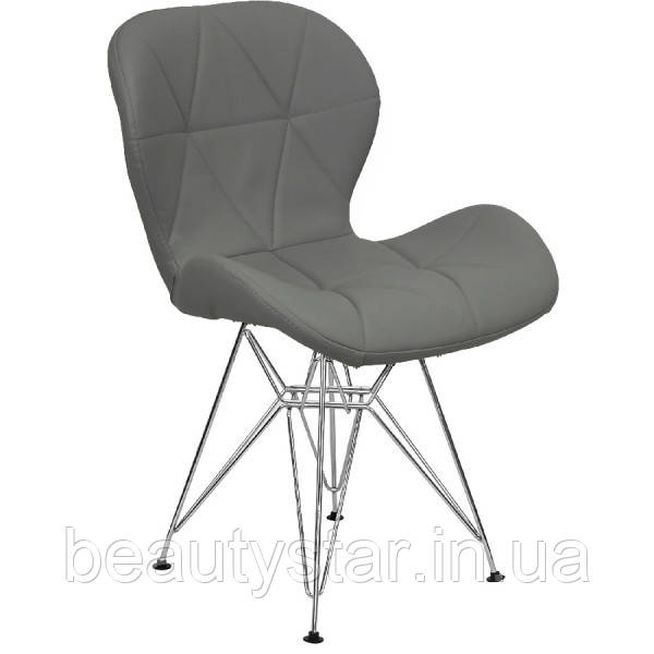Стілець м'який СТАР S сірий шкірозамінник ніжки метал для переговорної конференц-залу або ресепшн, фото 1
