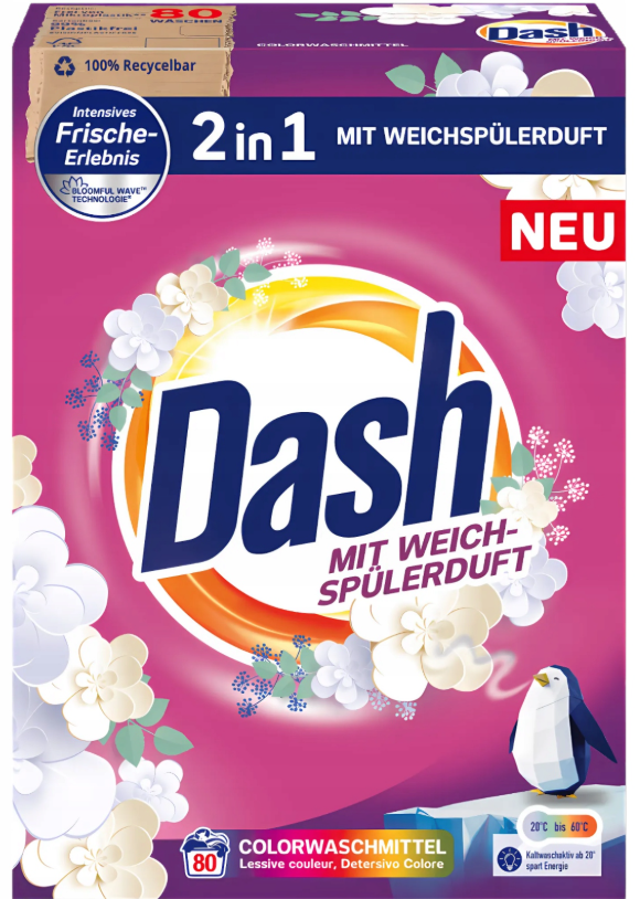 Пральний порошок для кольорової білизни Dash "Color Frische 2в1" (80 циклів), 4.8 кг, фото 1
