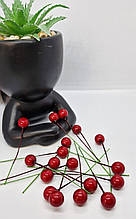 Калина лак. Поштучно, на дроті. Діаметр 1см. 1шт. Колір червоний.