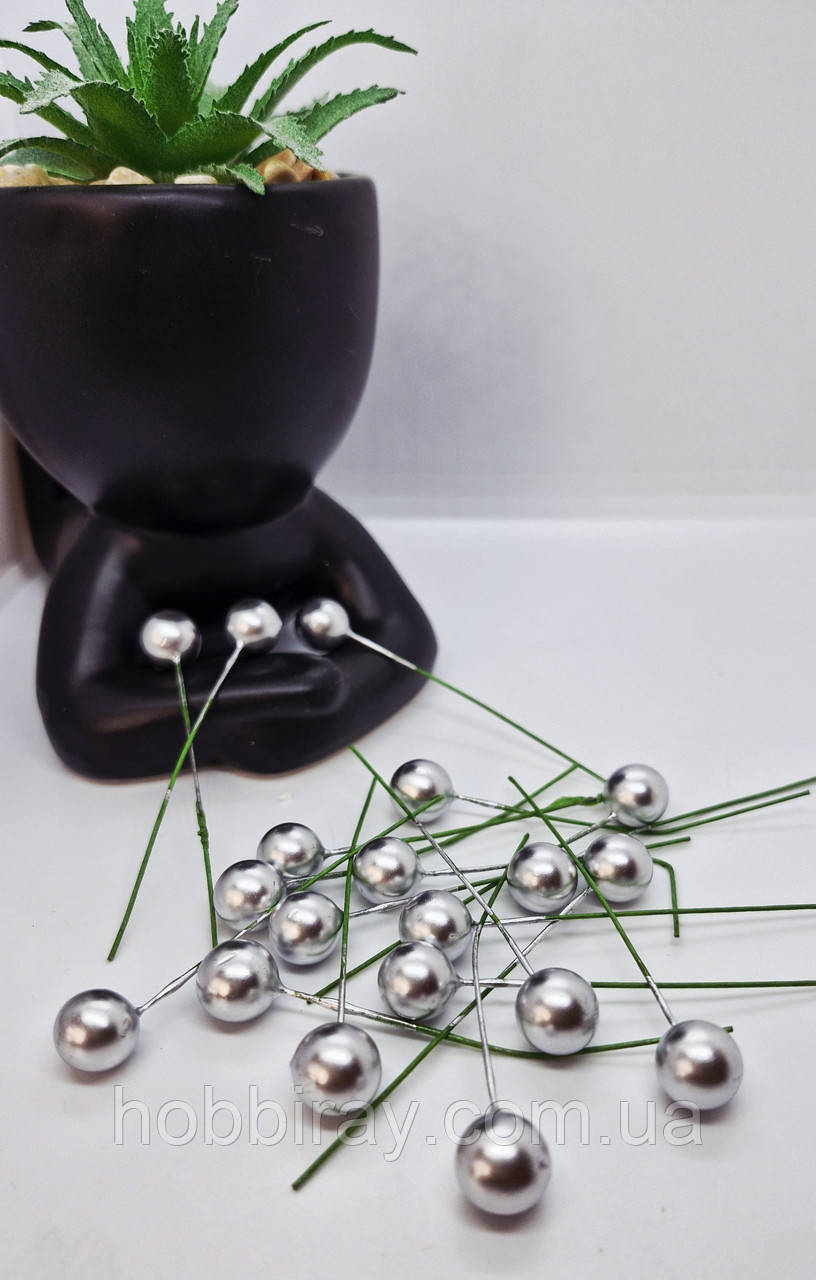 Калина лак. Поштучно, на дроті. Діаметр 1см. 1шт. Колір срібний., фото 1