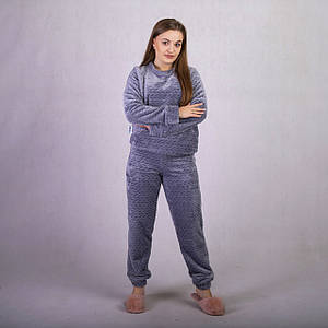 Жіноча махрова піжама "Коса сірий" 42-54р. (модель маломірить!!!)