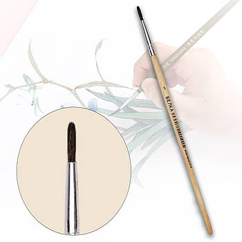 Художня кругла кисть з волосся білки №1 C 17 см Пензлик для малювання