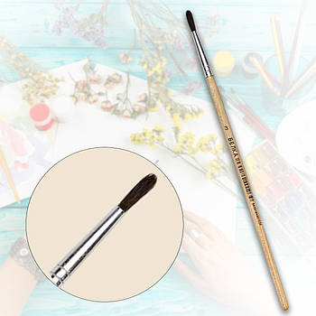 Художня кругла кисть з волосся білки №3 C 17 см Пензлик для малювання