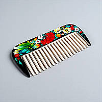 Гребінець "Темний, з калиной" 5,5*11,5 см., з Петриківським розписом, ручна робота
