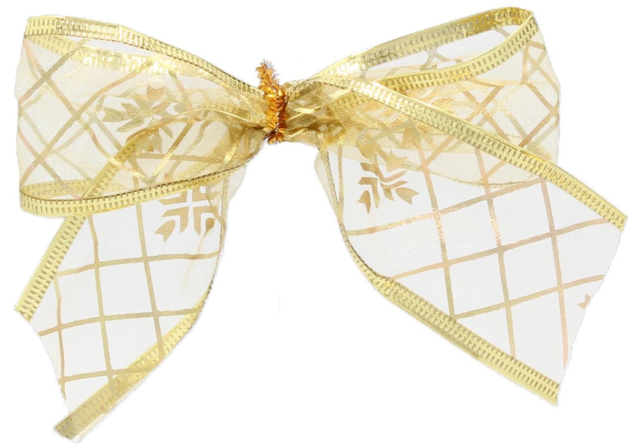 Бант декоративний органза Chomik, комплект 4 шт, 10 х 10 см, золотистий